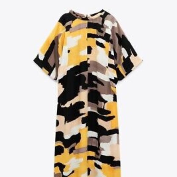 Zara Abstract Printed Midi Maxi Dress Famous Bloggers Limited Edition Size S - Picture 2 of 14